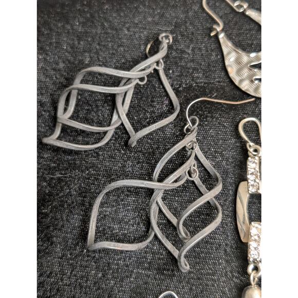 Lot of Ten Pair Silver Tone Black Theme Pierced Earrings - Picture 3 of 12